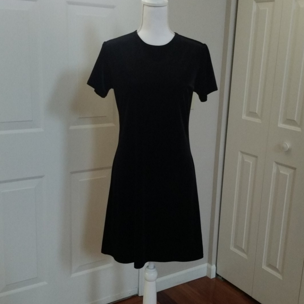 J CREW VINTAGE VELOUR SHIFT DRESS BLACK